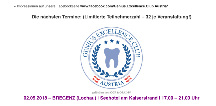 Genius Excellence Club Austria – Bregenz 02.05.18