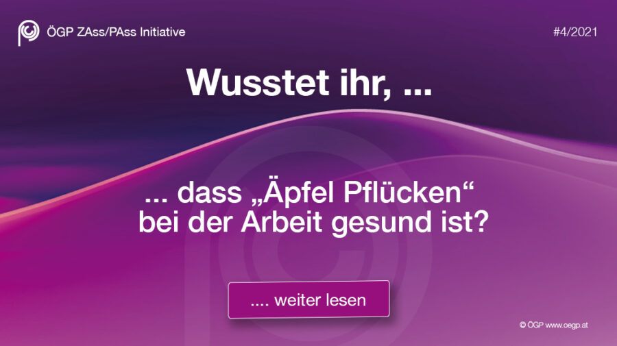 …dass „Äpfel Pflücken“ bei der Arbeit gesund ist?